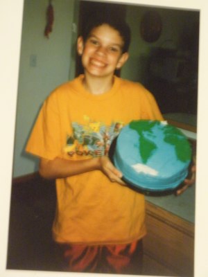 Happy 13th Earth Day birthday!  Mom made the cake, MM did the decorating. 