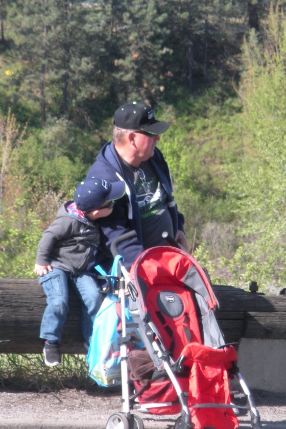 This little guy and his grandfather made quite the spectator pair in their matching sunglass and Seahawks caps. 
